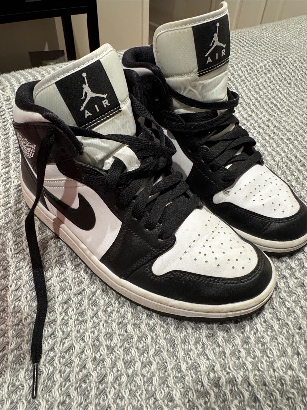 Nike Air Jordan 1 High Black White Leather Sneakers